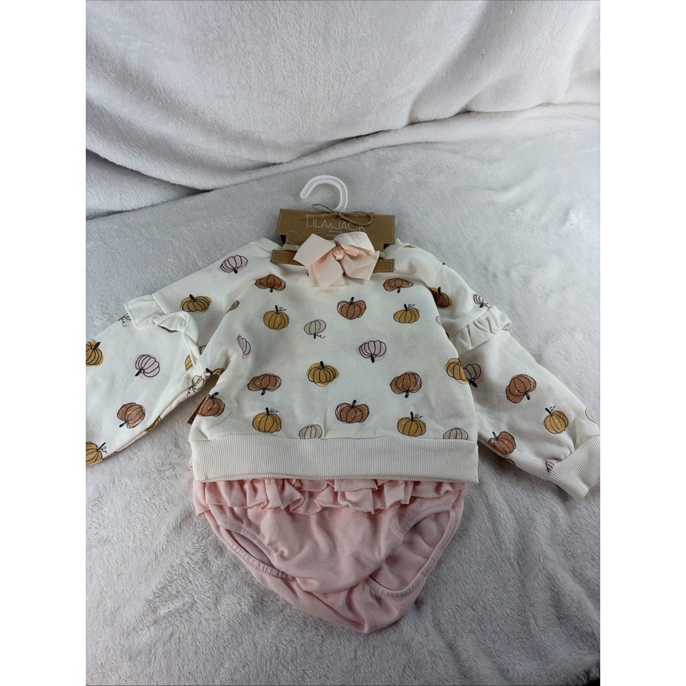 Lila & Jack Infant Girls Halloween Pumpkin Lounge Set NWT 12-24M Fall Fashion - Picture 1 of 8